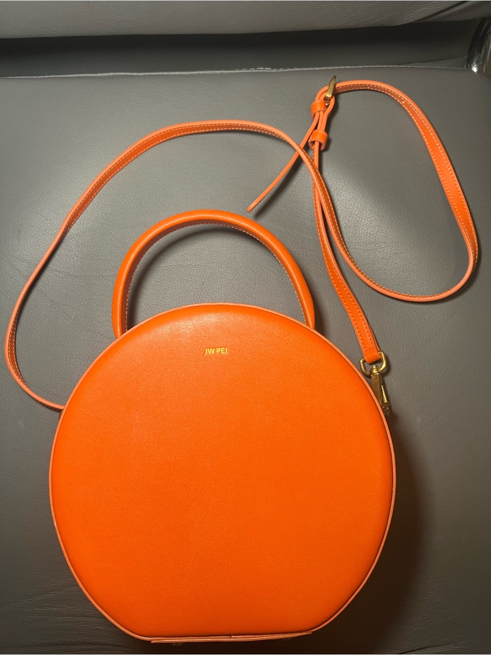 JW PEI Bright Orange Round Top-Handle Crossbody
